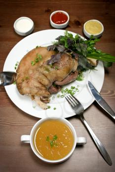 Soup with pork knuckle