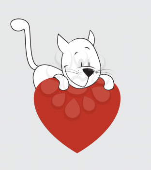 Royalty Free Clipart Image of a Cat Valentine