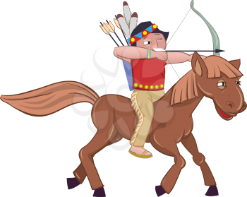 Royalty Free Clipart Image of a Native on Horseback