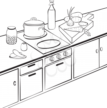 Royalty Free Clipart Image of a Kitchen Counter