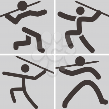 Summer sports icons set -  Javelin throw icons