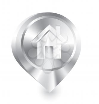 Royalty Free Clipart Image of a Home Drop Pin