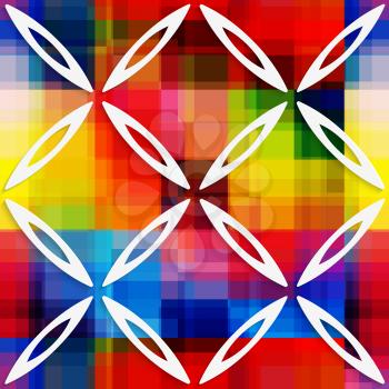 Abstract 3d geometrical seamless background. White oval net on rainbow layer with cut out of paper effect.

