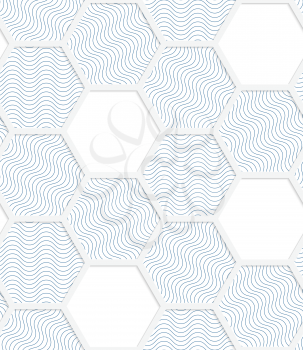 White 3D with colors hexagonal grid with blue.Abstract geometrical background. Pattern with cut out paper effect and realistic shadows.