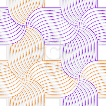 Colored 3D orange and purple striped pedals.Seamless geometric background. Modern 3D texture. Pattern with realistic shadow and cut out of paper effect.