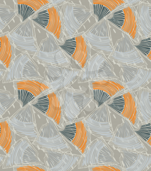 Abstract sea shell gray textured.Hand drawn with ink seamless background.Creative handmade repainting design for fabric or textile.Geometric pattern made of striped triangular shapes.Vintage retro col