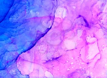Abstract raster blue and pink with slashes.Colorful background hand drawn with bright inks and watercolor paints. Color splashes and splatters create uneven artistic modern design.