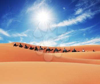 Royalty Free Photo of a Caravan in the Sahara Desert