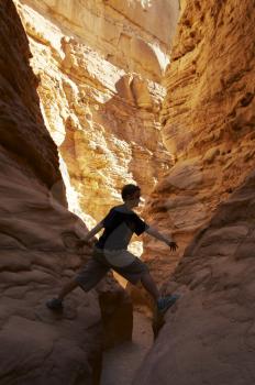 Royalty Free Photo of a Person in a Canyon