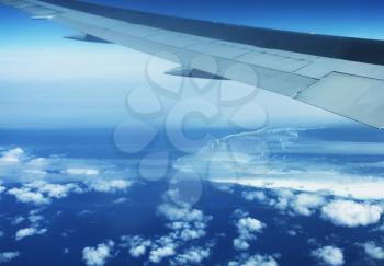 Royalty Free Photo of a View from an Airplane Wing