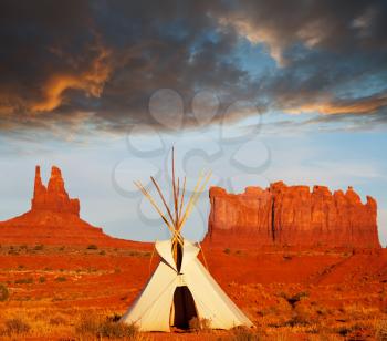 Royalty Free Photo of a Teepee in Monument Valley in Utah, USA