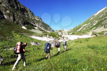 Royalty Free Photo of Backpackers in the Mountains