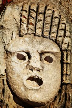 Royalty Free Photo of a Mask Carving in Myra, Turkey