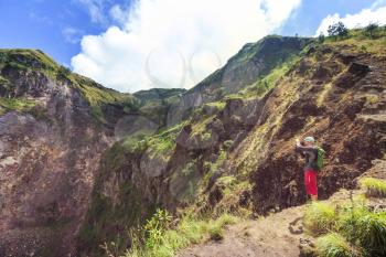 Hike in  volcanic region in Bali island, Indonesia