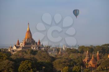 Famous ancient city Bagan at sunset in Myanmar