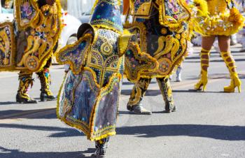 Authentic Colorful Carnival on the streets of Puno, Peru near the high altutude