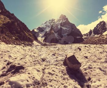 Ushba peak, Caucasus Mountains. Svaneti