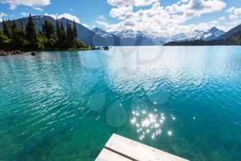 Hike to turquoise Garibaldi Lake near Whistler, BC, Canada.