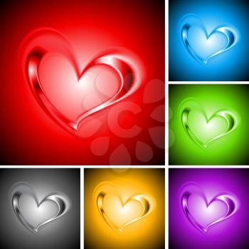 Royalty Free Clipart Image of a Set of Heart Backgrounds