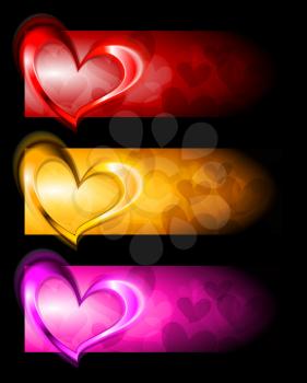 Royalty Free Clipart Image of Heart Banners