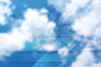 Tech cloudscape collage. Gradient mesh background