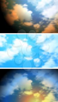 Abstract bright clouds sky banners. Vector design