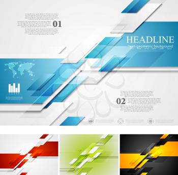 Abstract bright corporate tech background. Four colors, vector card design
