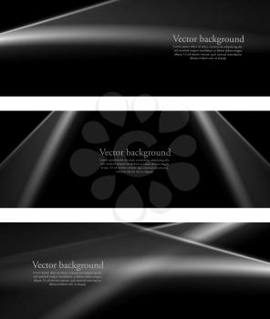 Black and white monochrome smooth lines banners. Vector background