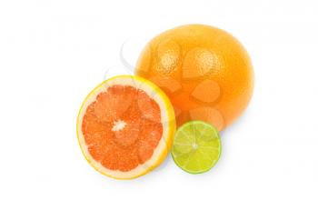 citrus fruits on white