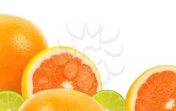 citrus fruits on white