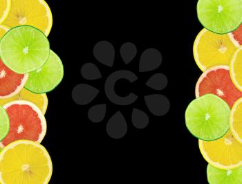 Abstract background of citrus slices. Closeup. Studio photography.