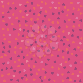 Pink seamless pattern with living coral and violet hearts