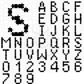 Royalty Free Clipart Image of the Alphabet and Numbers