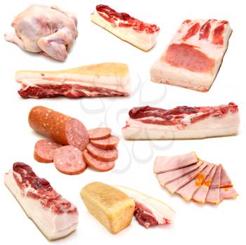 Meat collection isolated on white background