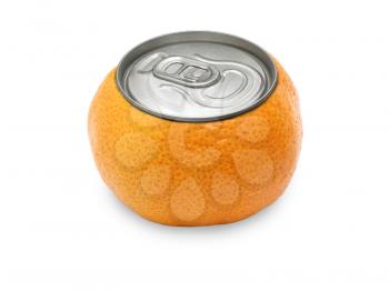 tangerine on white background, with a cover of gin.