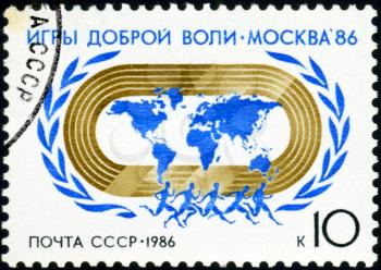 USSR - CIRCA 1986 : postage stamp printed in USSR devoted to the Goodwill Games in Moscow, circa 1986