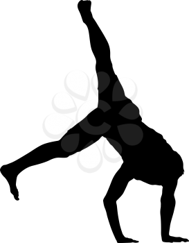 Black Silhouettes breakdancer on a white background.