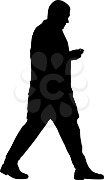 Silhouette man standing, people on white background.