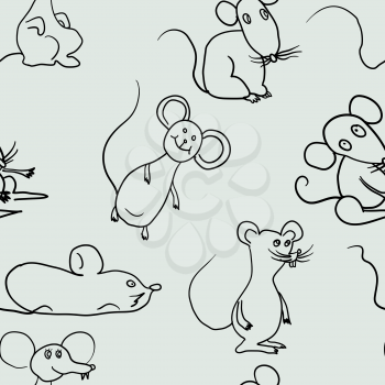 Seamless background with sketch mouse paper or background.