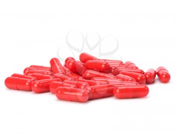 red capsules isolated on white background