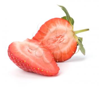 Halved strawberry isolated on white background