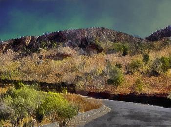 Royalty Free Photo of a Hillside Road Painting