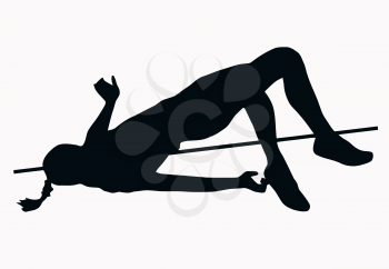 Sport Silhouette - Female High Jumper isolated black image on white background
