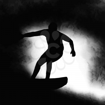 Silhouette Surfer Surfing Through a Wave Barrel in Soup