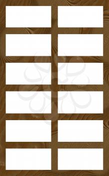 Isolated Single Layered Flat Wooden Twelve Window Wide Frame