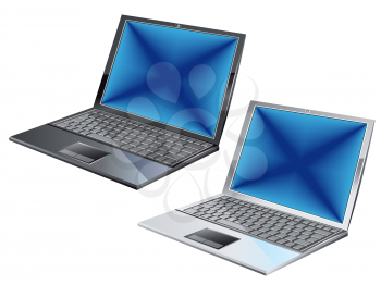 Royalty Free Clipart Image of Two Laptops