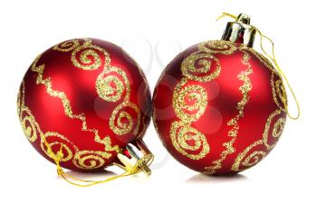 red ball decoration for a ?hristmas tree isolated on white background