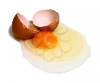 broken egg isolated on white background