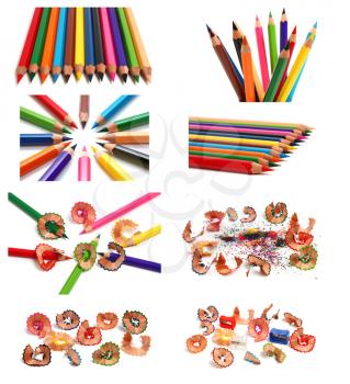 much colors sharp pencils isolated on white background