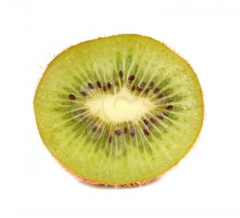 ripe green kiwi close-up isolated on white background